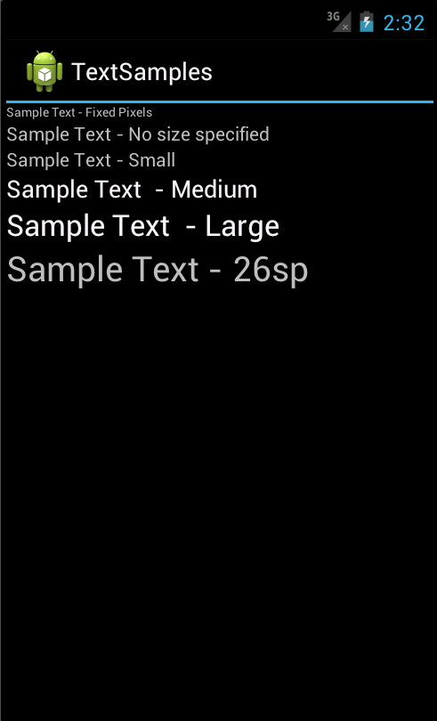 Элементы управления TextView с различными размерами текста, предпочтения пользователя для нормального размера шрифта <br />
