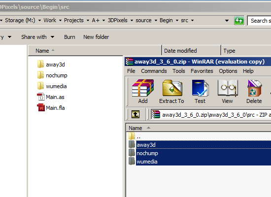 Копирование Away3D в вашу папку src