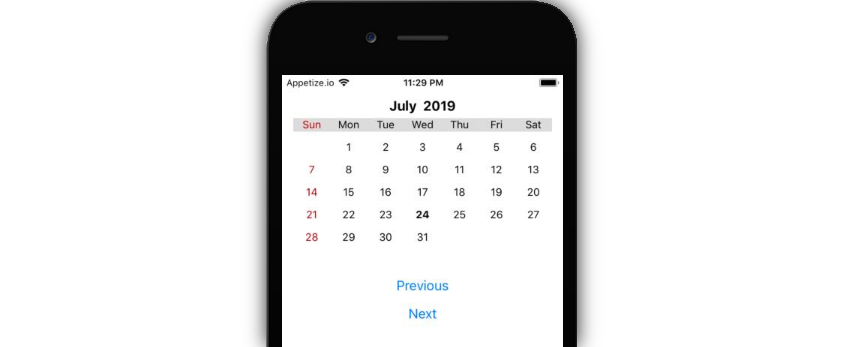 Пользовательский компонент календаря