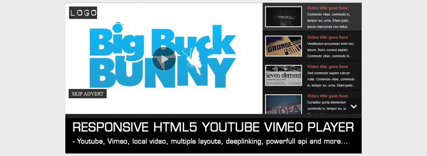 Отзывчивая видео галерея HTML5 YouTube Vimeo