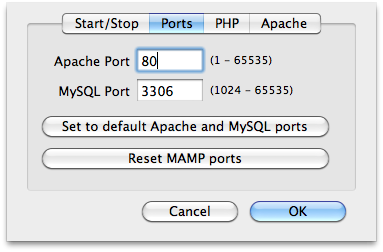 Порты MAMP