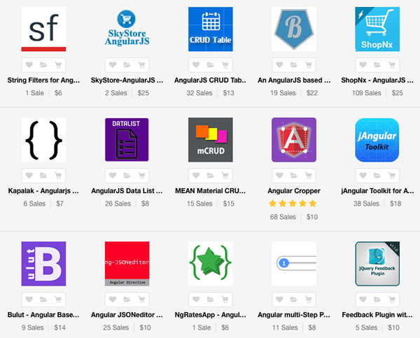 Товары AngularJS на рынке Envato