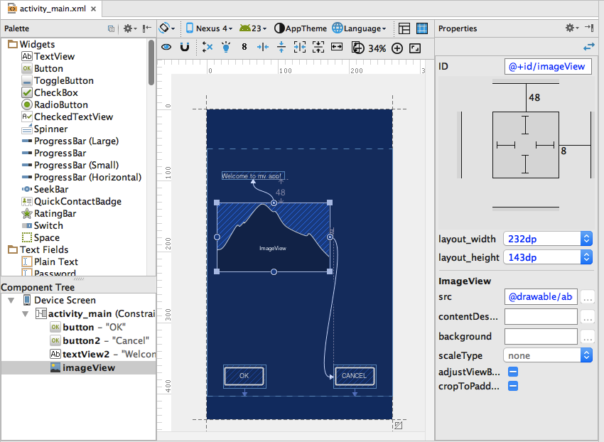 Новый редактор макетов в Android Studio 22 Preview 1