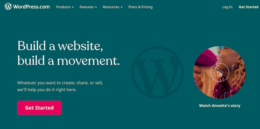 Сайт WordPresscom - синий фон для страницы и меню