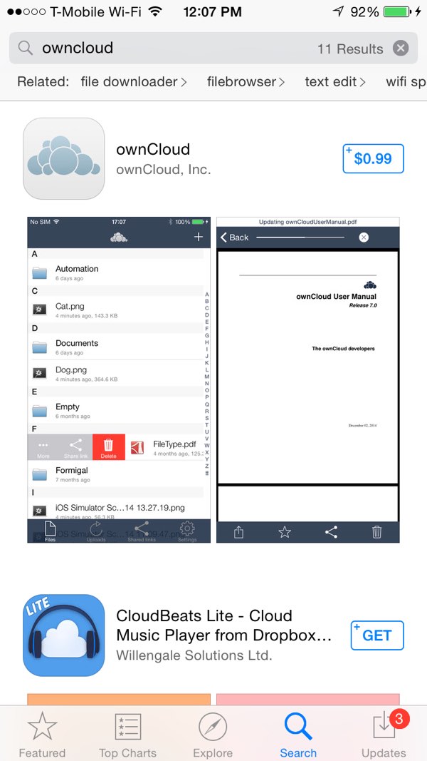 App Store для OwnCloud iOS
