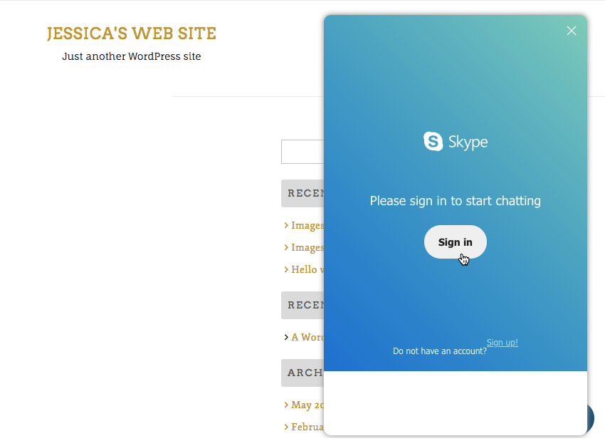 Вставить Skype на свой сайт WordPress