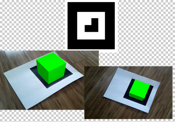 AndAR использует маркер, чтобы показать куб в разных ориентациях и масштабах