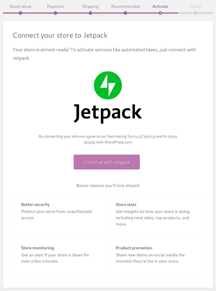 Продолжить с Jetpack