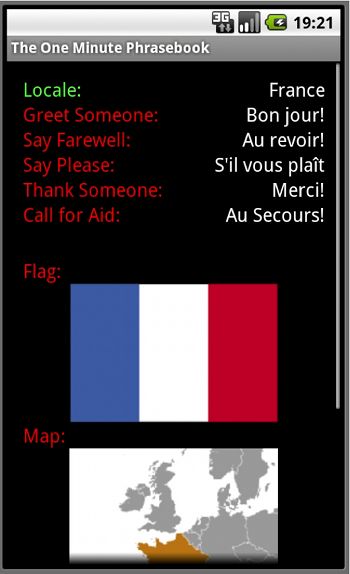 Android французский экранный контент.