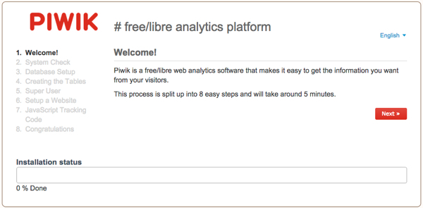 Piwik Installation Wizard Добро пожаловать