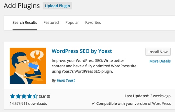 WordPress Добавьте SEO-плагин для Yoast