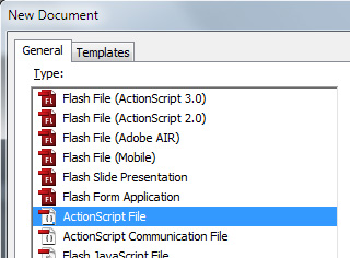 Создайте новый файл ActionScript.