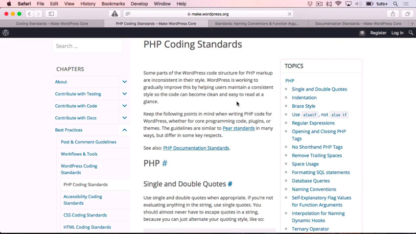 WordPress PHP стандарты кодирования