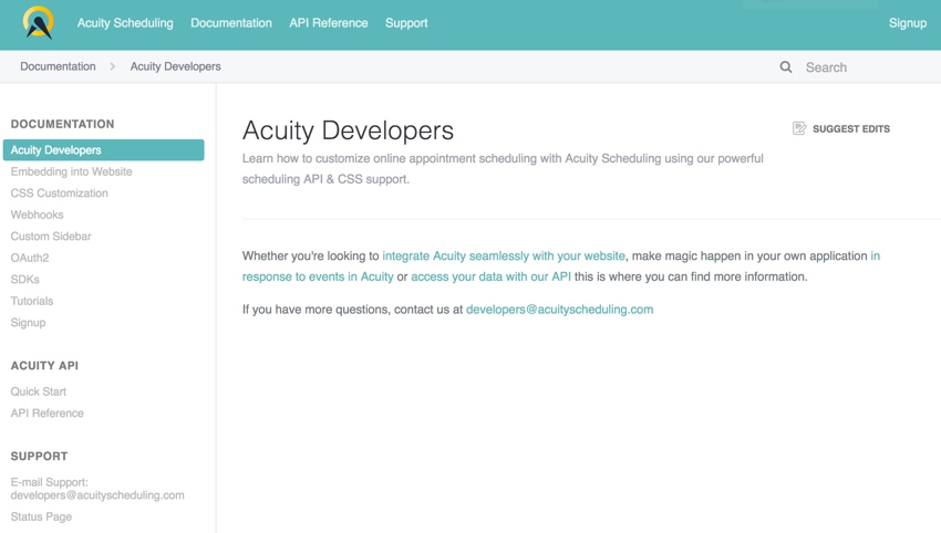 Acuity Scheduling Developer Platform - Документация