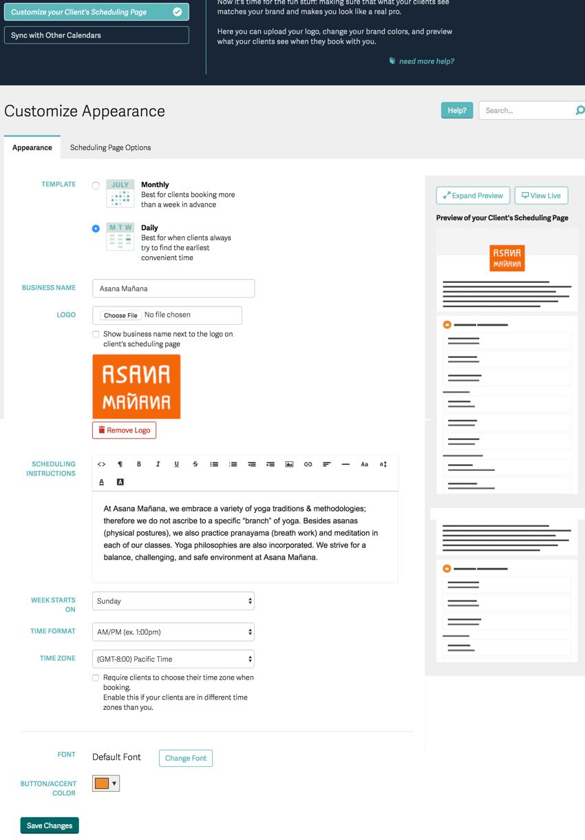 Разработчики планирования Acuity - настройте страницу планирования клиентов