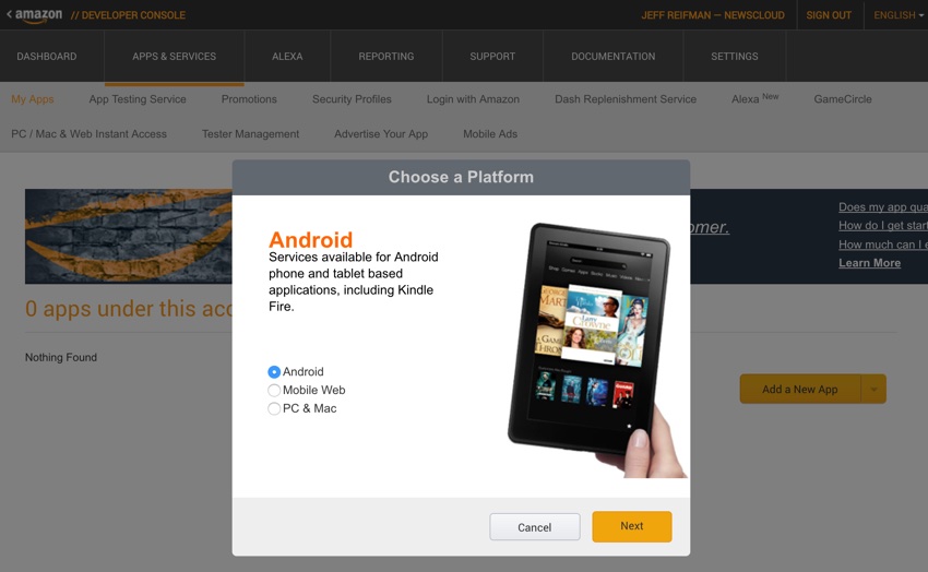 Amazon Appstore - выберите платформу