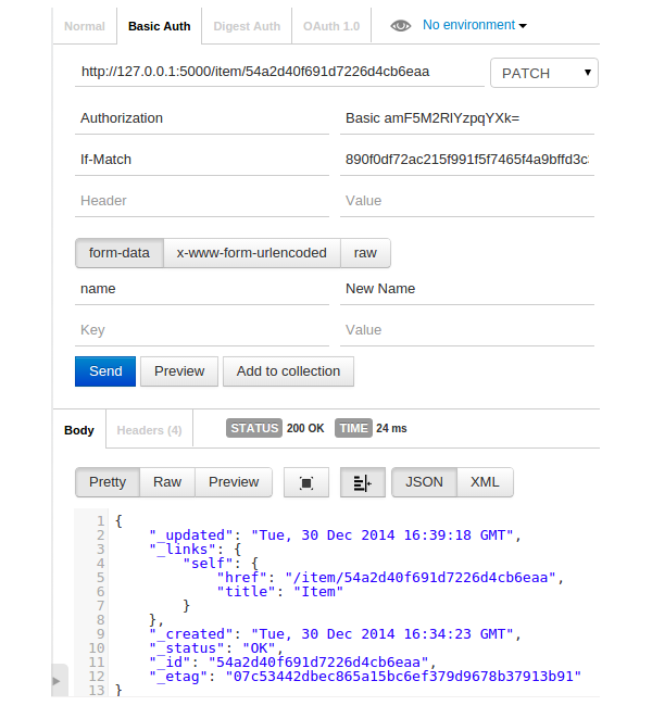 Обновить элемент API