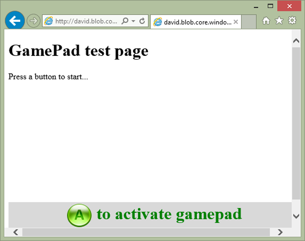 Тестовая страница GamePad