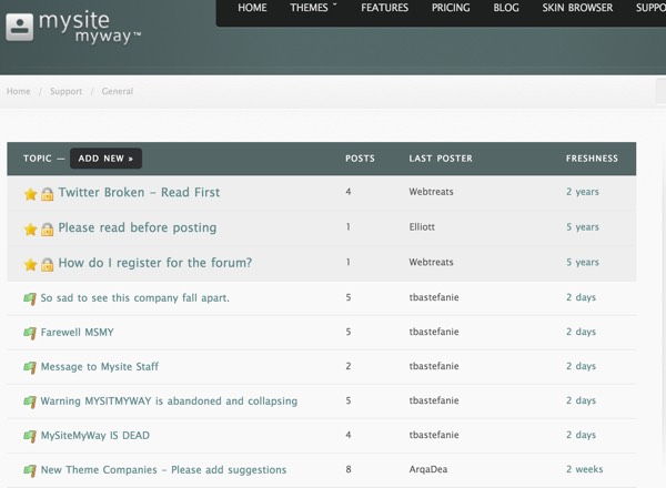MySiteMyWay Discontinued - пользовательский форум извергается