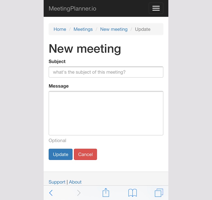 Отзывчивый Веб-сайт Планировщика Встреч - Новая Форма Темы Встречи