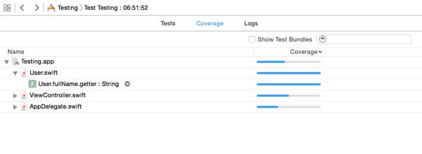 Покрытие кода в Xcode 7