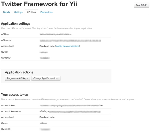 Ключи приложений Twitter API