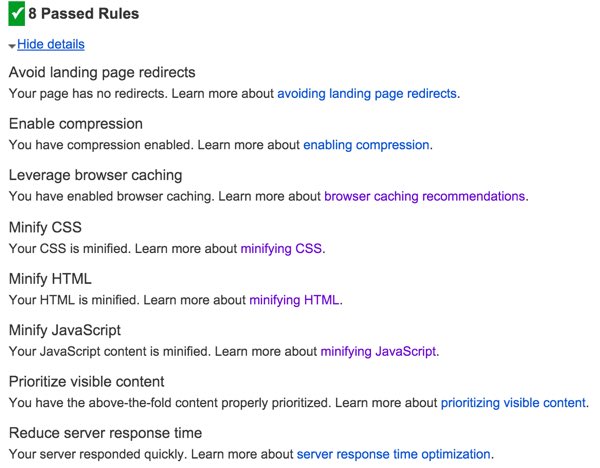 Оптимизация PageSpeed ​​- правила пройденных итогов