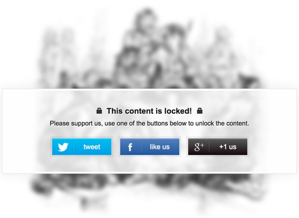 Social Locker скрывает контент от читателей, пока они не поделятся - опция размытия