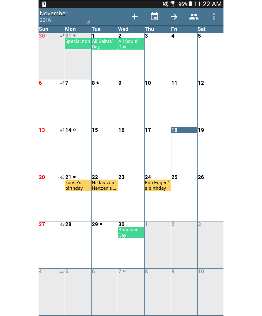 календарь на андроид