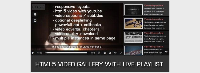 HTML5 видео галерея с живым плейлистом