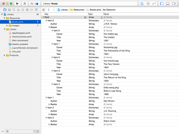 Просмотр списка свойств в Xcode