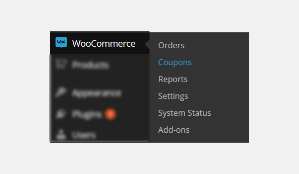 WooCommerce Купоны меню