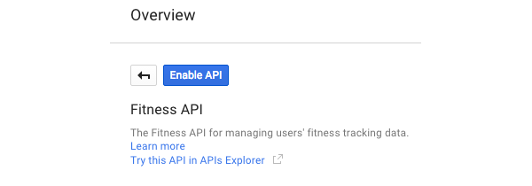 Включить кнопку API для фитнеса API