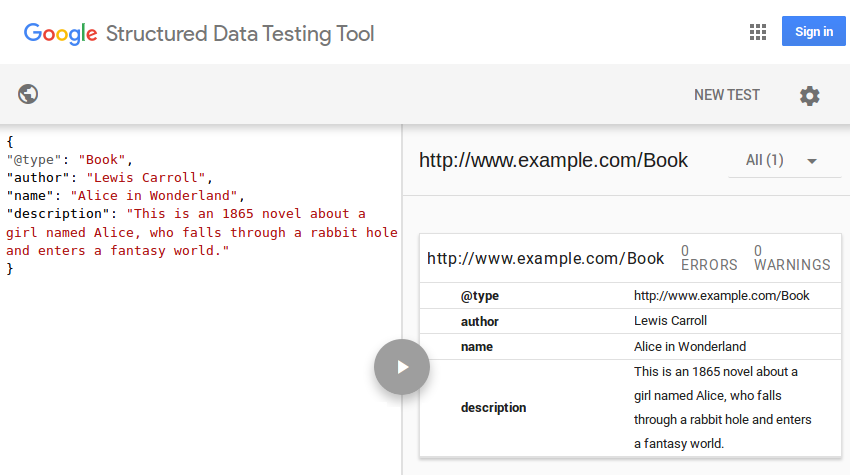 Проверка JSON-LD с помощью инструмента тестирования структурированных данных