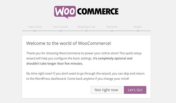 Страница приветствия WooCommerce