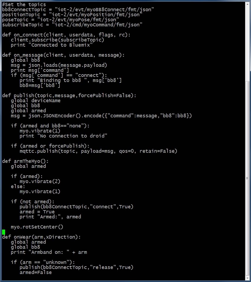 IBM Bluemix IoT Arm Gestures - код Python из демоверсии
