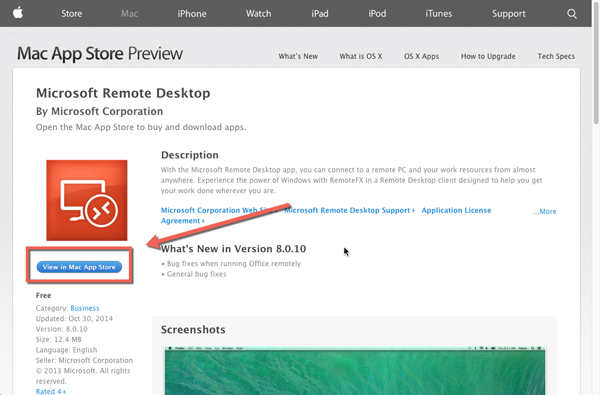 Приложение Microsoft Remote Desktop в Apple App Store