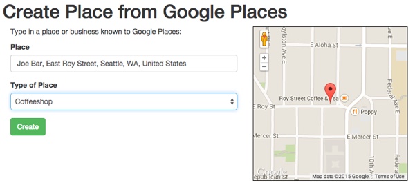 Планировщик встреч Добавить из Google Place Автозаполнение после LoadMap