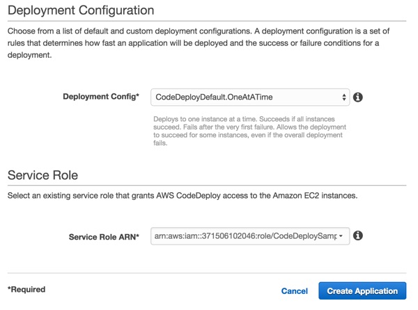 Конфигурация развертывания Codeship AWS Code Deploy