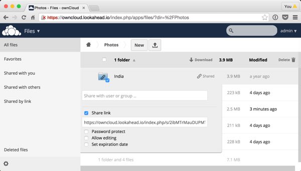 OwnCloud Web Share Files