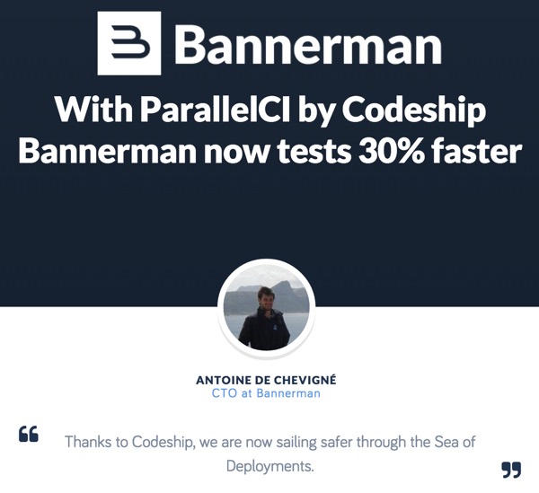 Предварительный просмотр ParallelCI от клиента Codeship - Bannerman