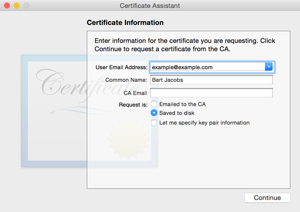 Создать запрос на подпись сертификата