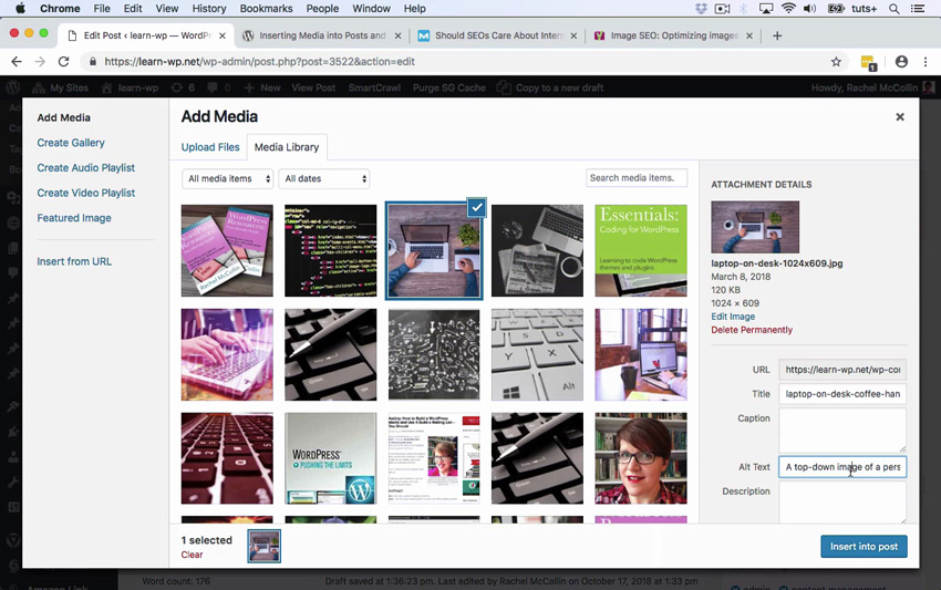 Screenshot of WordPress Add Media page