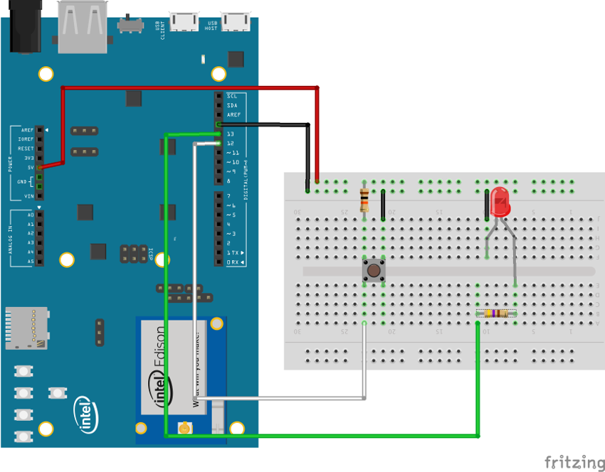 Схема подключения для проекта с использованием Intel Edison с платой Arduino