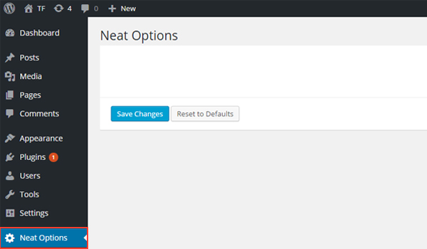 Добавление панели в Neat Options