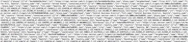 Результаты JSON Twitter API для географических координат