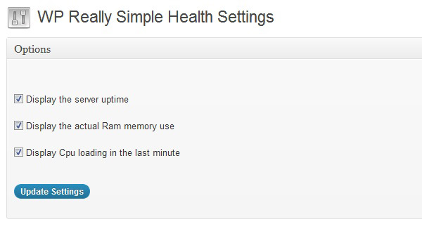 WP Really Simple Health Состояние интерфейса администратора