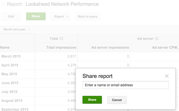 Google DFP Share Report