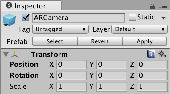 Параметры преобразования ARCamera