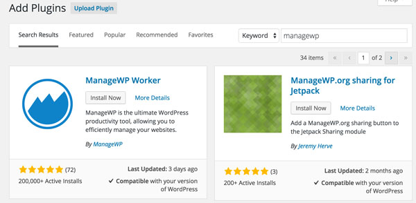 ManageWP ManageWP Worker Plugin Установка